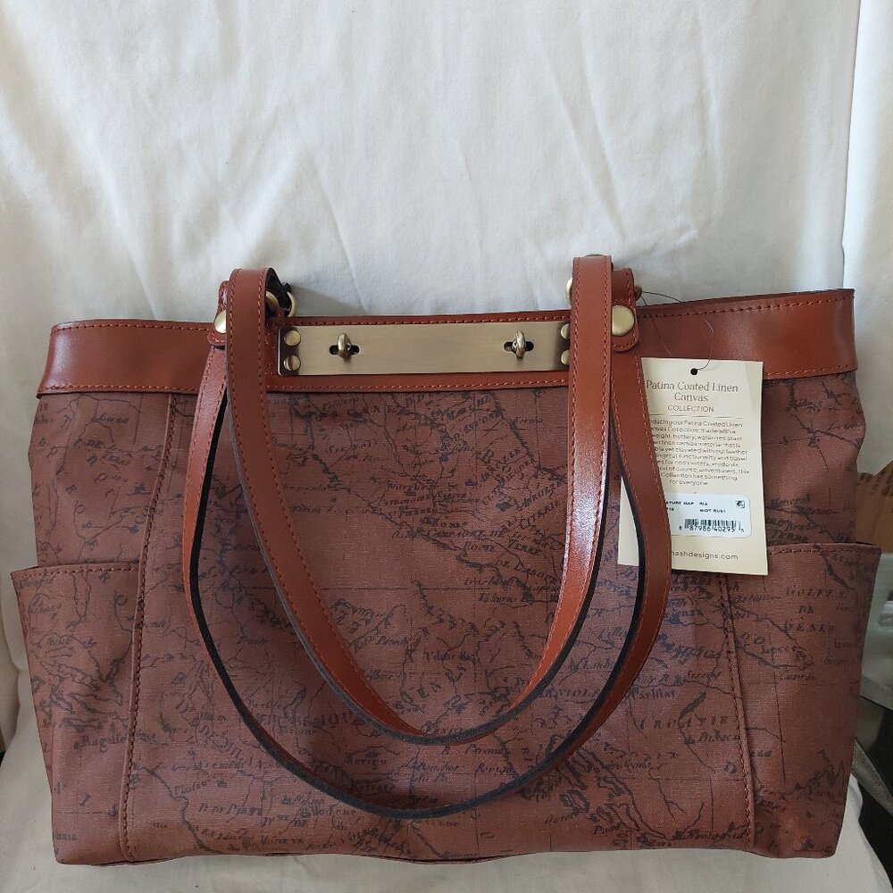 Patricia Nash Patina Ria Coated Canvas Tote Riot Rust handbag purse NWT